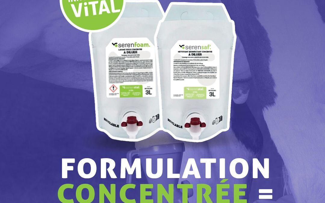 Vital Concept lance Serenfoam et Serensaf’, deux solutions concentrées pour l’hygiène des mamelles avant-traite